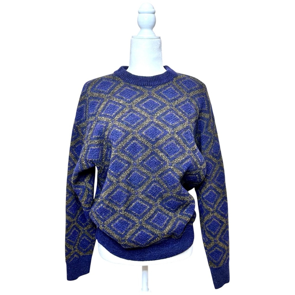 Vintage Holt Renfrew Grandpa Sweater Fits Medium Wool Blend Geometric Patterned